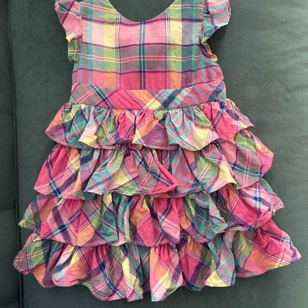 Ralph Lauren Baby Colored Plaid Ruffled Dress size 12mo